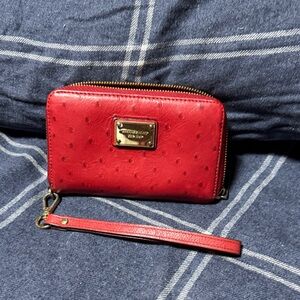 Red Leather Wristlet Wallet